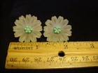 Lisner Flower Earrings Frosted Lucite Faux Persian Turquoise Rh Stone Clip On — photo 3