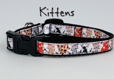 Kittens cat or small dog collar 1/2" wide adjustable handmade bell or leash