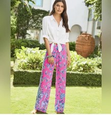 NWT Lilly Pulitzer 33 Bal Harbour Palazzo Pant Easy Fit Pink Isle Jungle Sz M