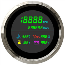 85mm Lcd 6in1 Multi-function Tachometer Fuel Level Water Temp Oil Pressure Gauge