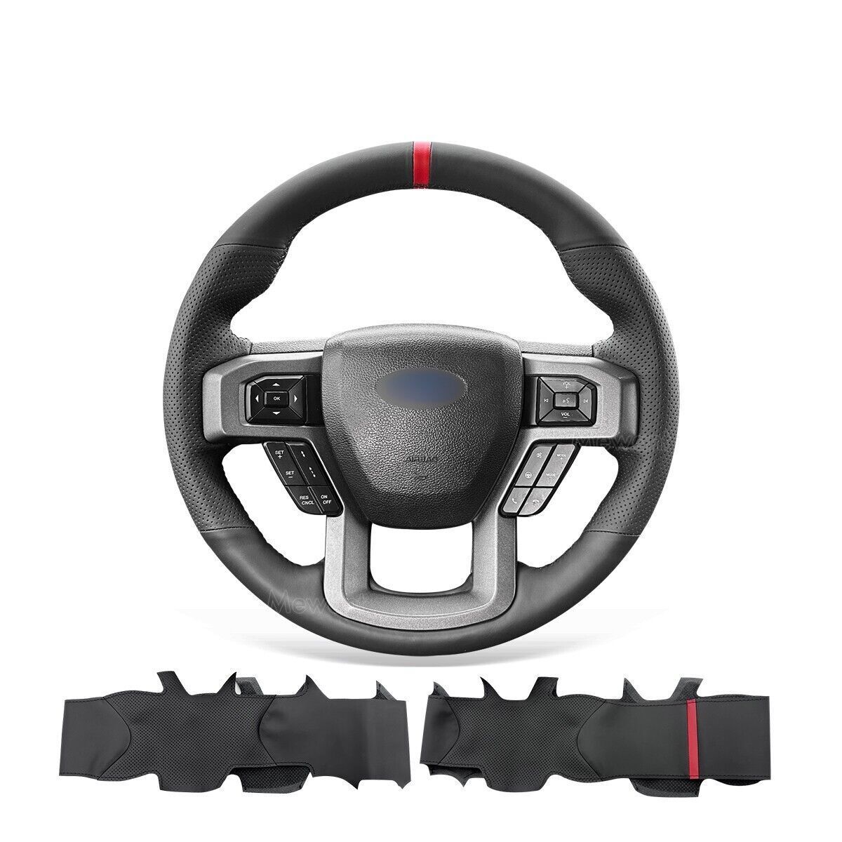 Hand-sewn Custom PU Leather Steering Wheel Cover for Ford F-150 Raptor 2015-2020