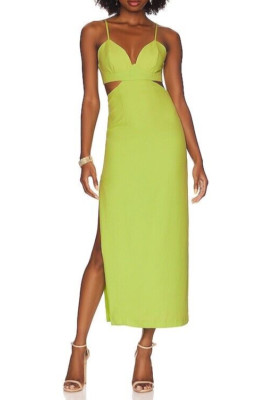 Bardot Womens Cutout Slit Midi Dress Lime Green Size 4 | eBay