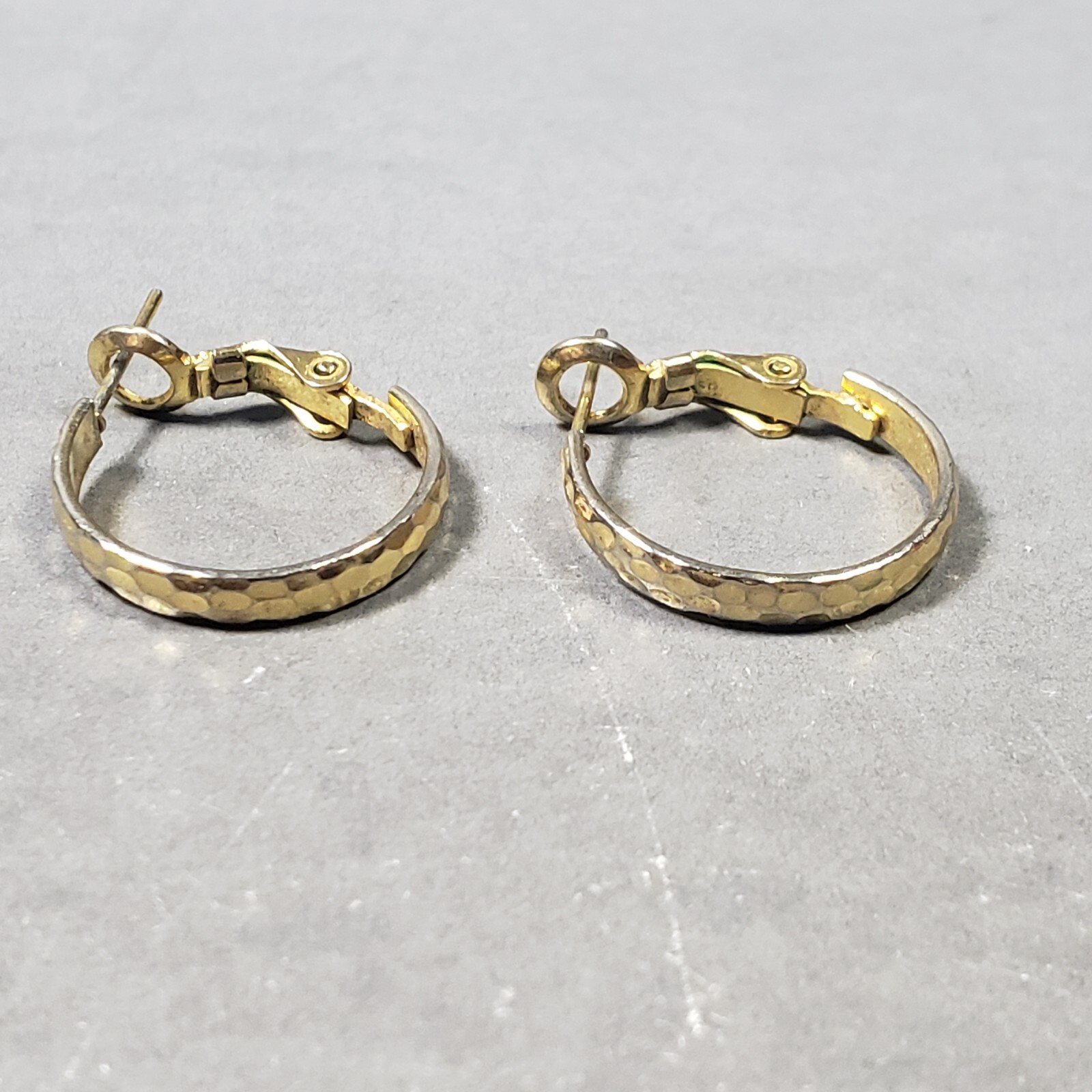 Hoop Earrings Gold Tone Brutalist Mid Century Modernist Boho Pierced 1