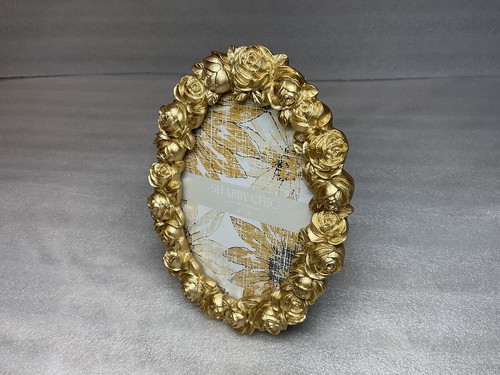 Shabby Chic Photo Frame 4X6 Oval Gold Tone Roses New - Picture 11 of 17
