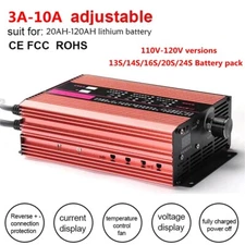 48/60/72V Li-ion Lifepo4 Lithium Battery Fast Charger Current Adjustable 3A-10A