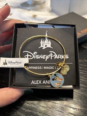 Disney Parks Alex And Ani Chip And Dale 2018 Gold Charm Bangle Bracelet NEW