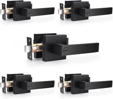 Probrico Heavy Duty Flat Black Square Privacy Interior Door Levers Bedroom and