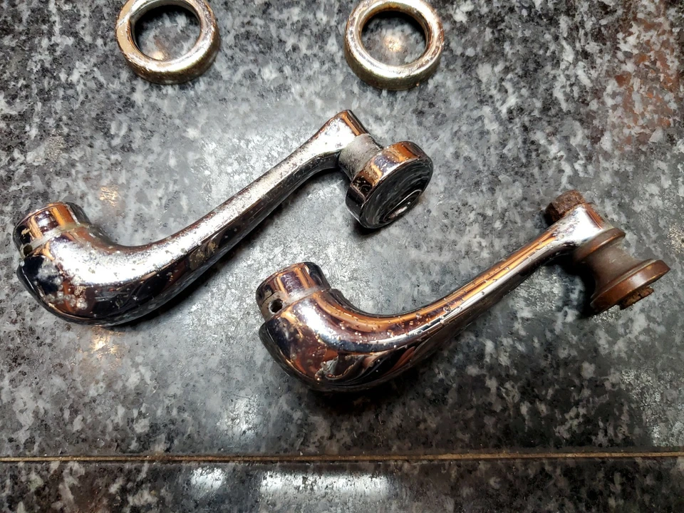 Juego de manijas de manivela de ventana Mercedes 190SL con moldura 1207680202 OEM juego original W121 Foto 3 de 4