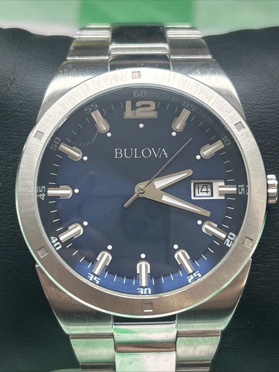 Bulova Blue Dial Silver Tone Men