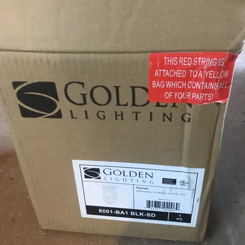 Golden Parrish 1 Light Bath Vanity, Black, Seeded Glass - 8001-BA1BLK-SD - Picture 2 of 5