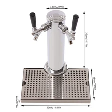 Silver D-Type Kegs Beer Tower Double-Tap Beer Column Kit W/Dual Gauge Regulator
