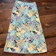 Linen blend maxi skirt floral by Talbots size 8