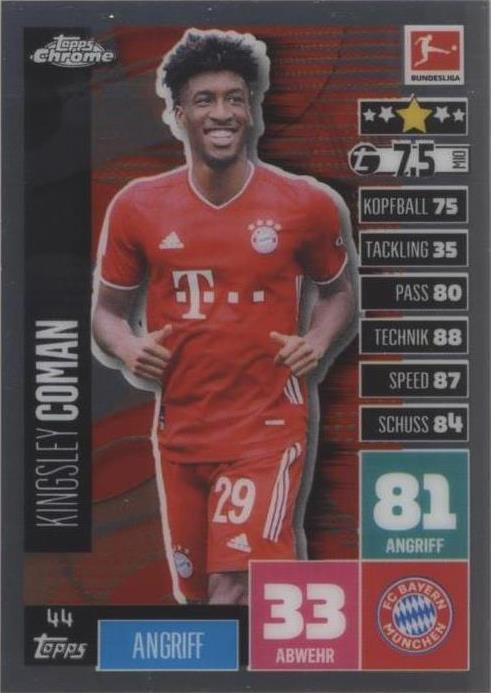 2020-21 Topps Chrome Match Attax Bundesliga Kingsley Coman #44 - 1 of 1