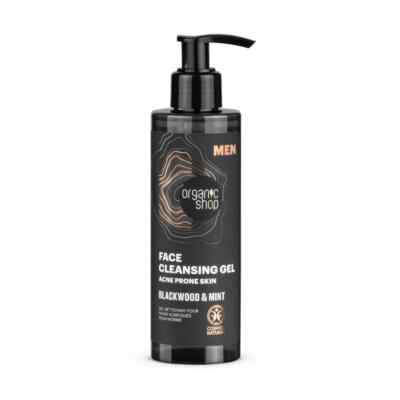 Men Face Cleansing Gel Acne Prone Skin Blackwood & Mint  by Organic Shop 200ml