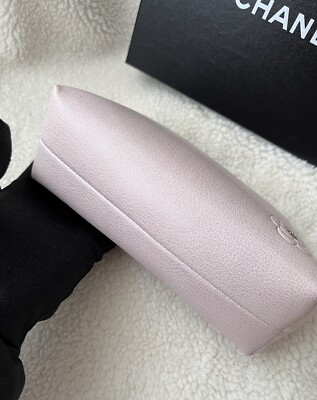 Chanel Pink Camellia Mini CC Logo Cosmetic Pouch w/ Silver
