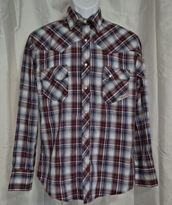 Wrancher Men's Western Long Sleeve Snap-up Pearls Shirt Size M Multicolor