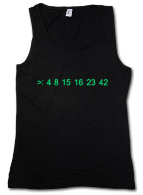 LOST CODE DAMEN TANK TOP Zahl Zahlen Lotto Computer Island Hugo Hurley Dharma