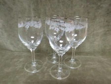 Johann Haviland Crystal Sweetheart Rose Pattern Regular Wine Stem Lot of 4