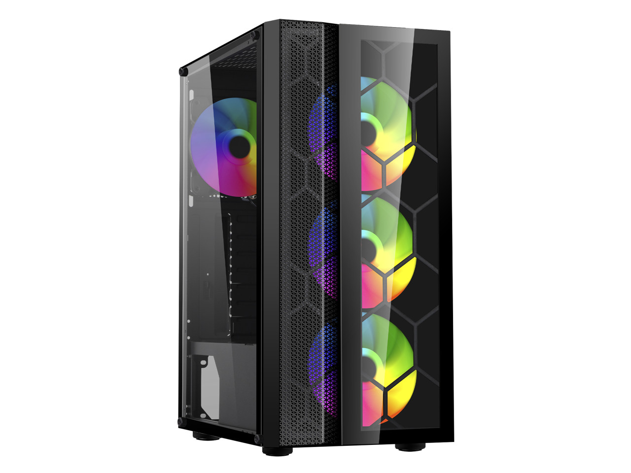 Корпус компьютера DIYPC Dragon из черной стали закаленного стекла ATX Mid Tower