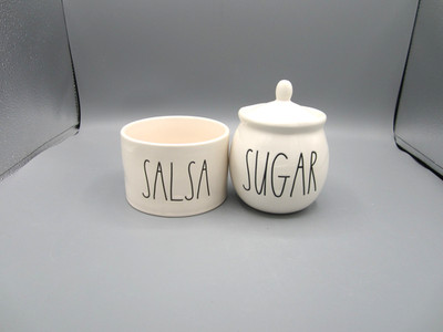 Rae Dunn White ''Sugar Bowl & Salsa Bowl'' Tasble Ware (190)