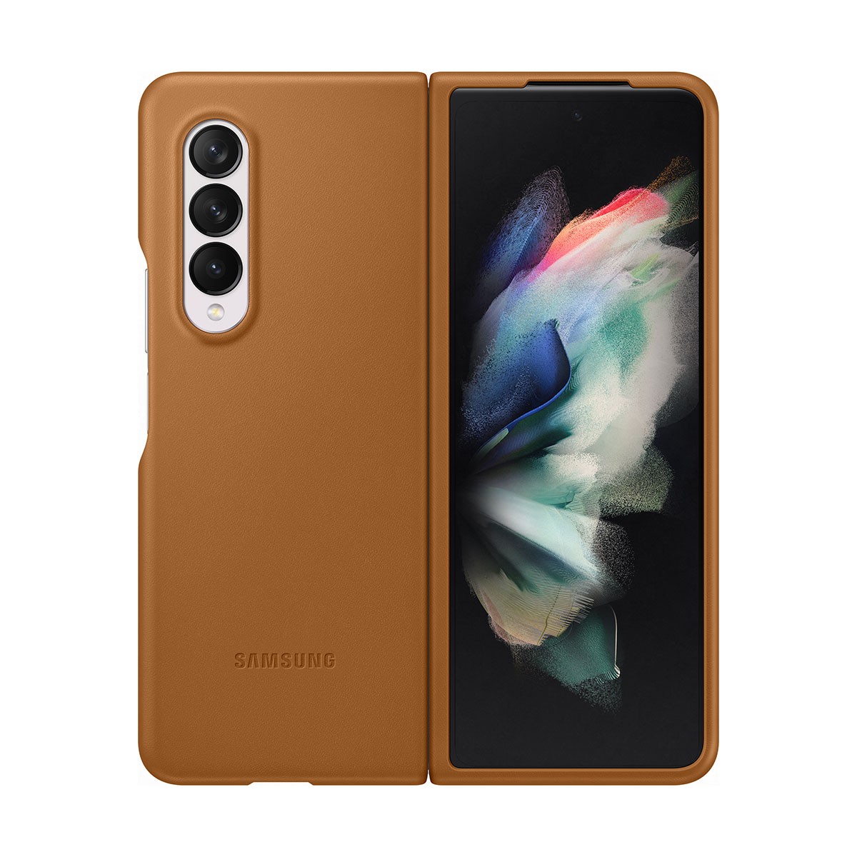 Coque en Cuir pour Galaxy Z Fold 3 Marron de Haute Qualité et Finition Cousue
