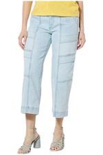 Democracy Women's Skyrise Wide-Leg Crop Utility Jean Bleached Blue