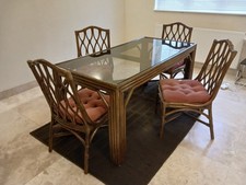 Bamboo Style Glass Top Table & 4 Chairs Could be great upcycling project VGC