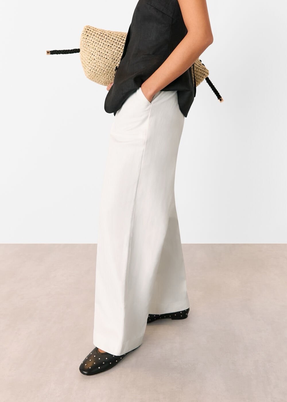 Whistles Petite White Leona Linen Blend Trouser Size 10 RRP £109 New With Tags image 4