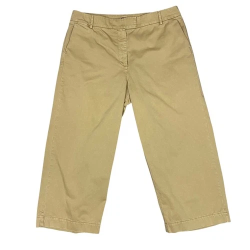 J. Crew Rayner Womens Khaki Cotton Wide Leg Cropped Chino Pants Size 16