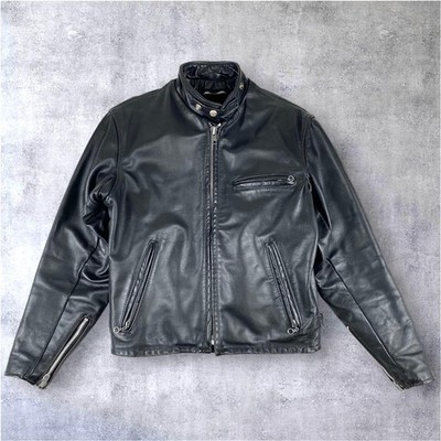 Schott 641 Black Steerhide Leather Single Riders Jacket Boa Liner Size 36 USA
