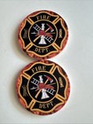 P. Graham Dunn 2.75 x 2.75 Absorbent Ceramic Car Coasters 2 Fire Department — photo 1