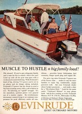 1959 Evinrude: Muscle to Hustle a Big Family Load Vintage Print Ad