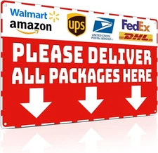 Package Delivery Tin Metal Signs Home Décor 8x12 Deliver All Packages Here, Wate