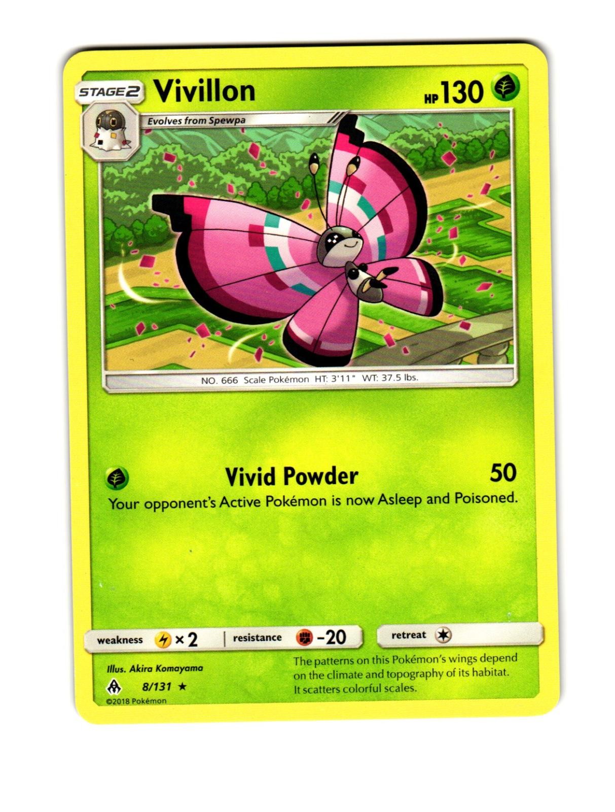 VIVILLON 8/131 RARE FORBIDDEN LIGHT POKEMON MODERATELY PLAYED
