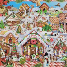 2025 White Mountain Gingerbread Houses Village 1000pc Jigsaw Puzzle Christmas