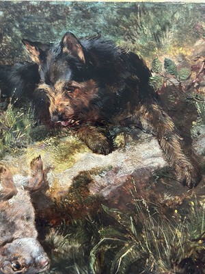  Rabbiting  Original Victorian Oil Painting By British Artist James Hardy 1881