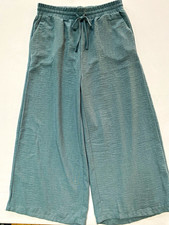 Zenana Blue Wide Leg Pants XL Drawstring Elastic Waist Pockets 26" Inseam