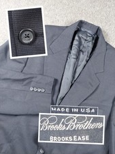 Brooks Brothers Brooksease Blazer Mens 40R Navy Blue Check 100 Wool Suit Jacket
