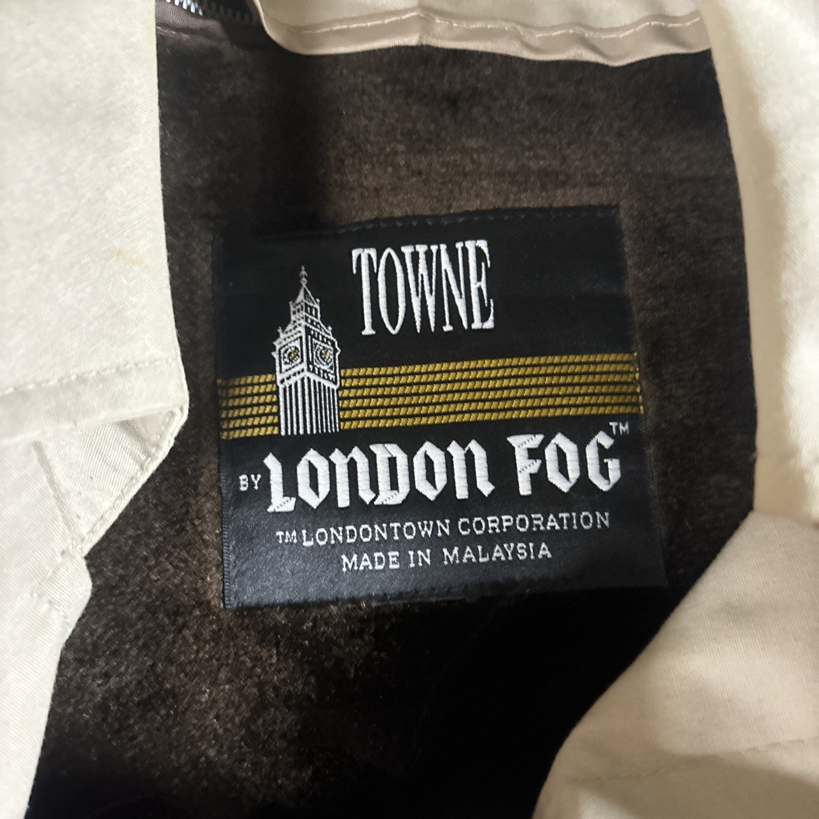 Men's TOWNE by LONDON FOG Trench Coat Jacket VINTAGE Removable Lining 38 Regular