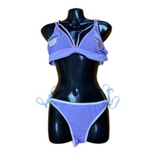 Golddigga Purple Bikini Set Cupcake Embroidered Tie Side Women’s UK Size 12