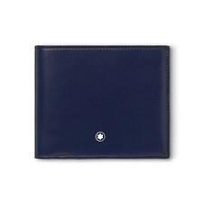 Portafoglio Montblanc Meisterstück Con Portamonete 131934 Wallet Pelle Blu 6cc