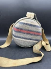 Vintage Round Metal Canteen W/wool Cover Shoulder Strap. ML