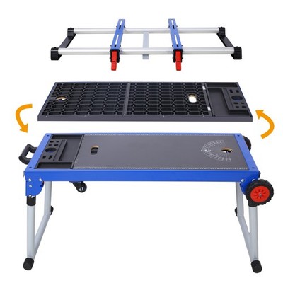 Portable Miter Saw Stand, Quick-Folding Workbench with Adjustable Height Legs