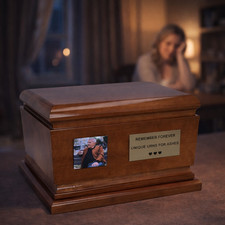 Personalized Wooden Urn for Ashes with Photo Adult Size Cremation Urn