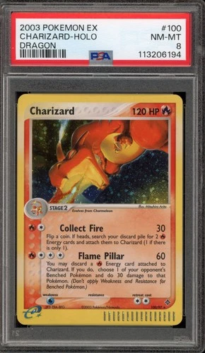 Pokemon Charizard EX Dragon Holo Secret Rare #100 PSA 8
