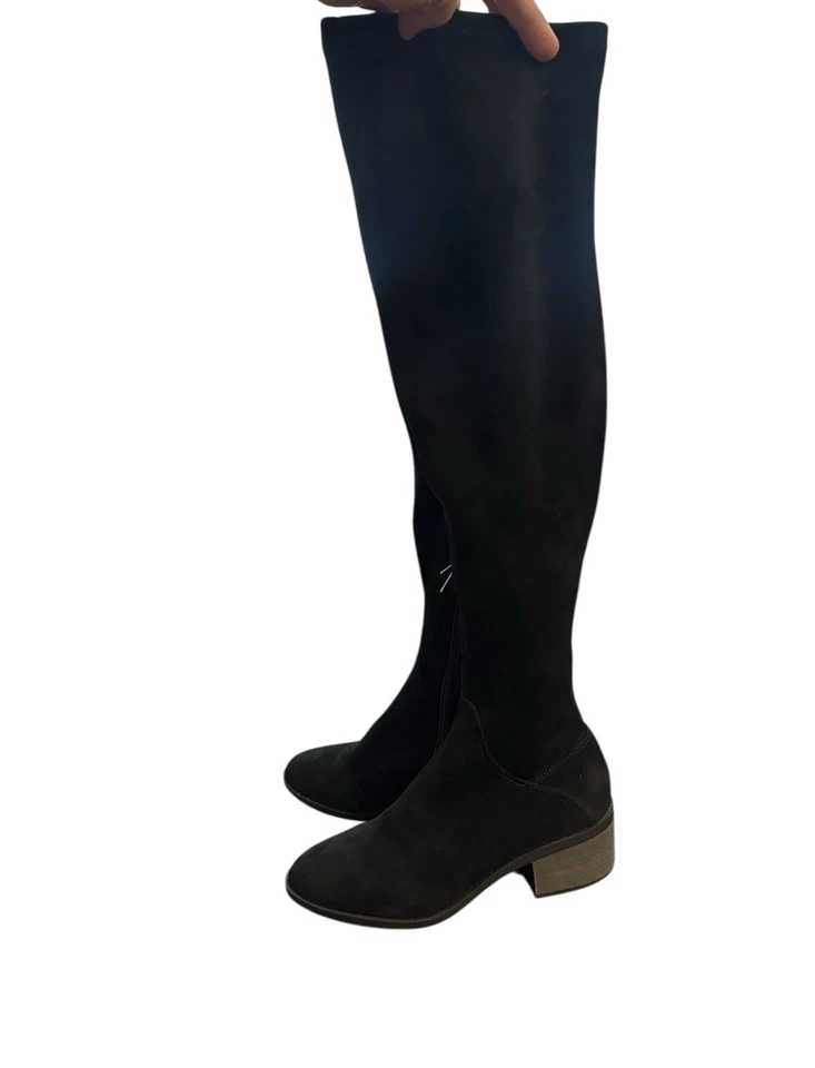 ¡NUEVO! ANNE KLEIN Ainsley Botas Sobre la Rodilla Eje Estrecho Gamuza Pull On Negro 6 M Foto 3 de 4