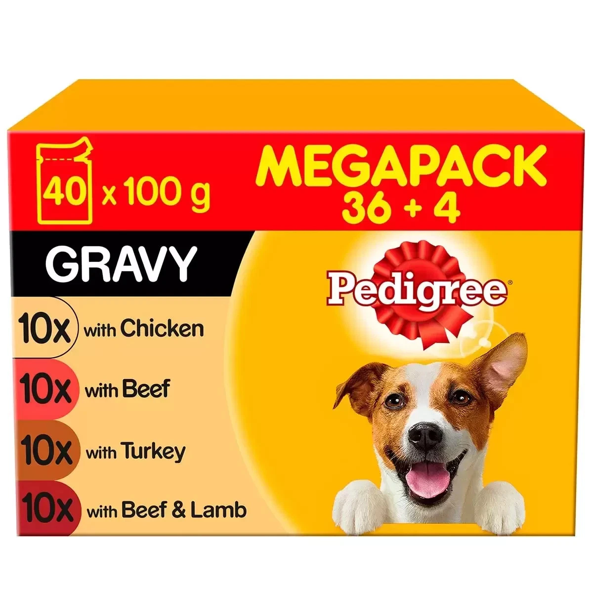 Pedigree Wet Dog Food Pouches Mixed Variety in Gravy 100g x 40 Pouches Megapack