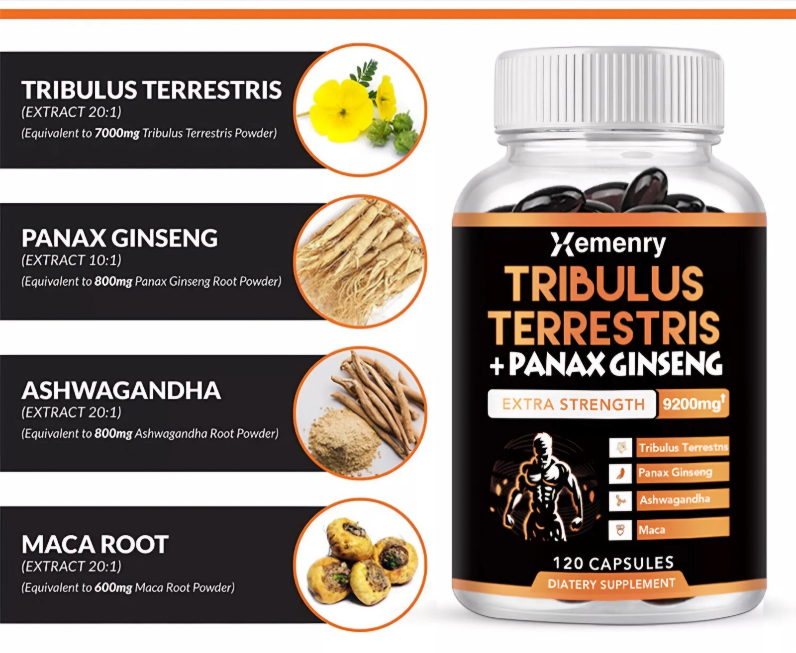 Tribulus Terrestris complément musculation et endurance homme 120 caps