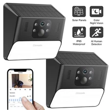 Cinnado Solar Battery Powered Wireless WiFi Outdoor  Home Security Camera System
