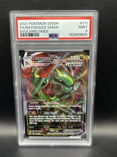 Pokemon TCG Rayquaza VMAX 111/203 Full Art Holo Evolving Skiess PSA 9 Mint